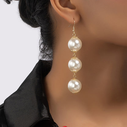 1 Pair Retro Solid Color Imitation Pearl Drop Earrings