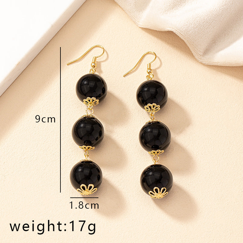 1 Pair Retro Solid Color Imitation Pearl Drop Earrings