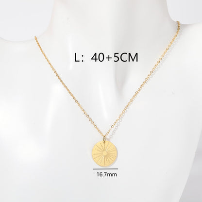 Elegant Simple Style Sun Heart Shape Titanium Steel Plating Inlay 18k Gold Plated Pendant Necklace