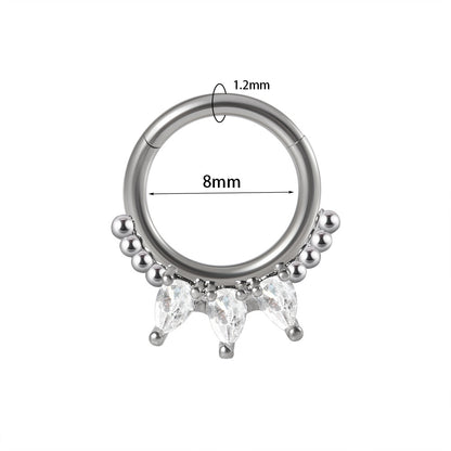 Modern Style Simple Style Shiny Water Droplets Stainless Steel Plating Inlay Zircon Nose Studs