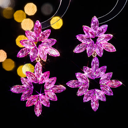 1 Pair Casual Shiny Geometric Inlay Alloy Rhinestones Zircon Drop Earrings