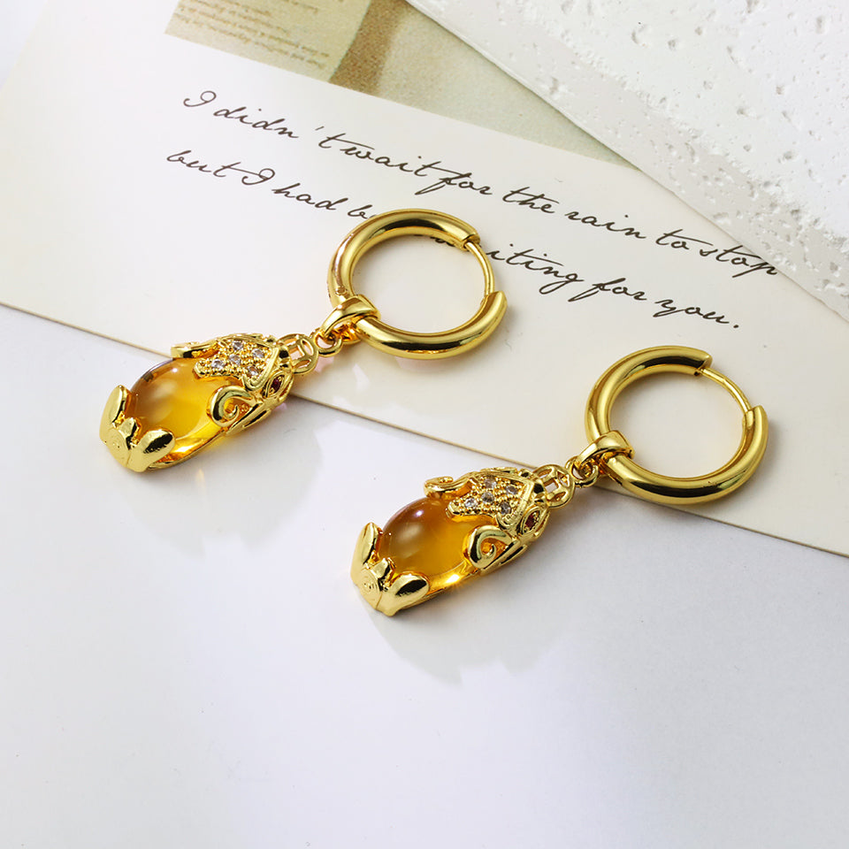 1 Pair Casual Animal Plating Inlay Stainless Steel Copper Rhinestones 18k Gold Plated Drop Earrings