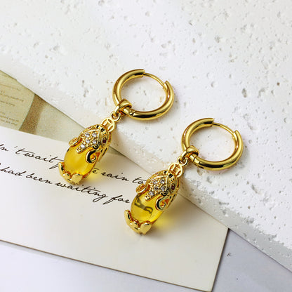 1 Pair Casual Animal Plating Inlay Stainless Steel Copper Rhinestones 18k Gold Plated Drop Earrings