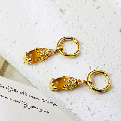 1 Pair Casual Animal Plating Inlay Stainless Steel Copper Rhinestones 18k Gold Plated Drop Earrings