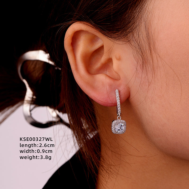 1 Pair Ig Style Simple Style Star Water Droplets Flower Plating Inlay Copper Zircon White Gold Plated Drop Earrings Ear Studs