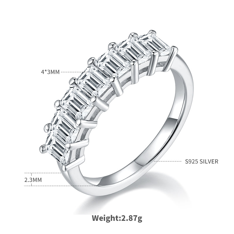 Elegant Wedding Classic Style Geometric Sterling Silver Rhodium Plated Moissanite Rings In Bulk