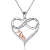 Simple Style Shiny Letter Infinity Heart Shape Sterling Silver Plating Hollow Out Inlay Zircon 14k Gold Plated Pendant Necklace