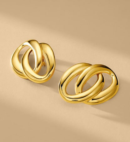 1 Pair Casual Simple Style Oval Plating Alloy 14k Gold Plated Ear Studs