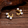 1 Pair French Style C Shape Inlay Stainless Steel Pearl 14k Gold Plated Ear Studs