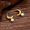 1 Pair French Style C Shape Inlay Stainless Steel Pearl 14k Gold Plated Ear Studs