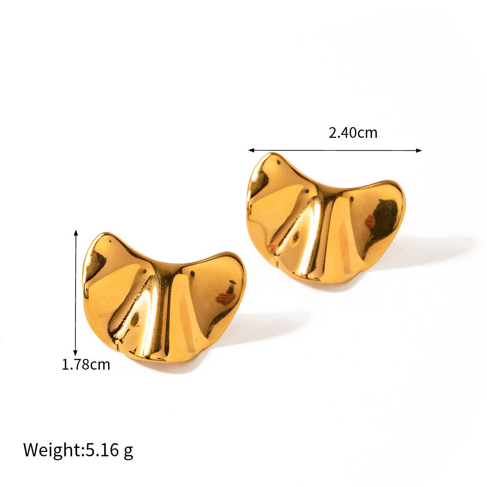 1 Pair Ig Style Casual Leaf Solid Color Plating Stainless Steel 14k Gold Plated Ear Studs