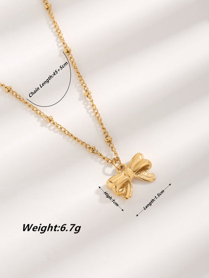 Elegant Glam Bow Knot Stainless Steel Plating 18k Gold Plated Necklace