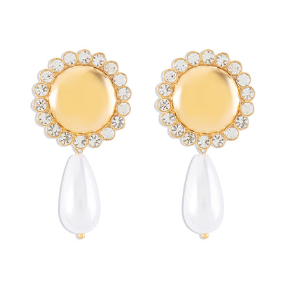 1 Pair Elegant Water Droplets Plating Inlay Alloy Artificial Pearls Rhinestones Drop Earrings