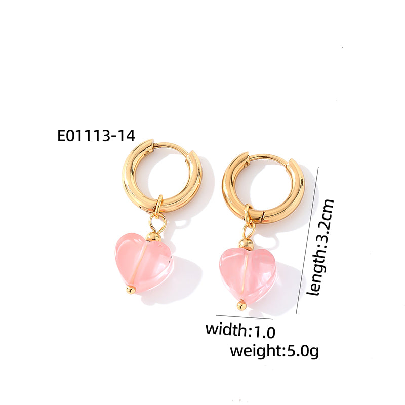 1 Pair Casual Sweet Simple Style Heart Shape Plating Stainless Steel Drop Earrings