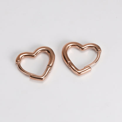 1 Pair Classic Style Heart Shape Polishing Plating Stainless Steel Rose Gold Plated Gold Plated Earrings