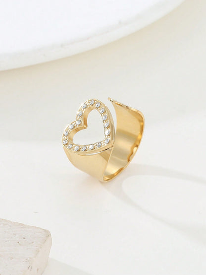 Retro Roman Style Letter Stainless Steel Plating Inlay Zircon 18k Gold Plated Open Rings