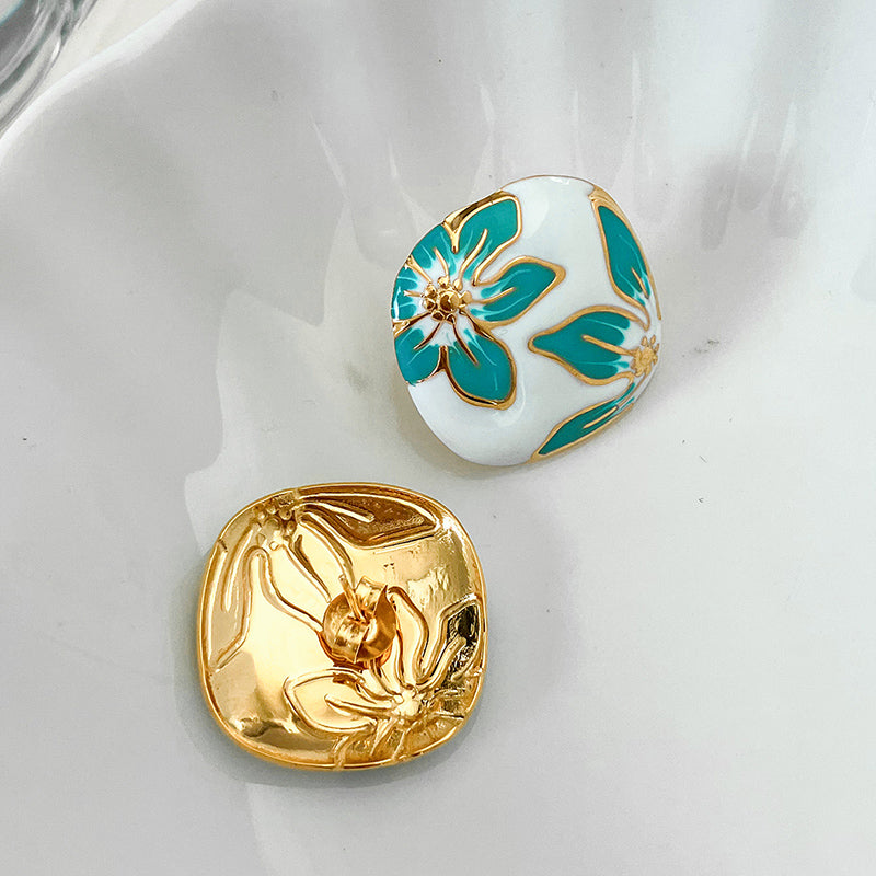 1 Pair Casual Vacation Simple Style Flower Plating Stainless Steel Gold Plated Ear Studs