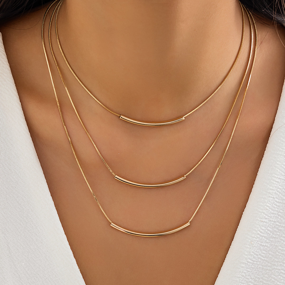 Basic Simple Style Classic Style Solid Color Copper Wholesale Layered Necklaces