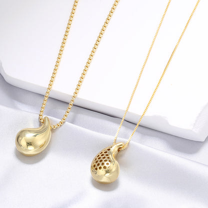 Casual Hip-hop Water Droplets Copper 18k Gold Plated Zircon Pendant Necklace In Bulk