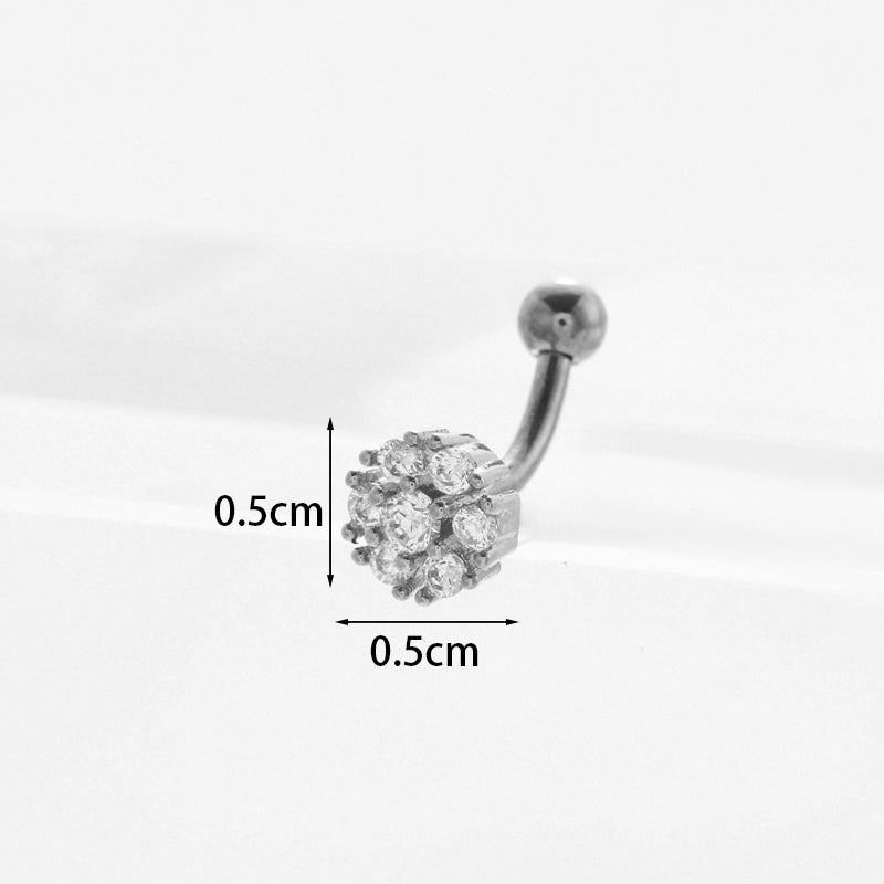 Ear Cartilage Rings & Studs Lady Flower 316 Stainless Steel  Copper Inlaid Zircon