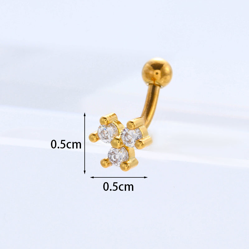 Ear Cartilage Rings & Studs Lady Flower 316 Stainless Steel  Copper Inlaid Zircon