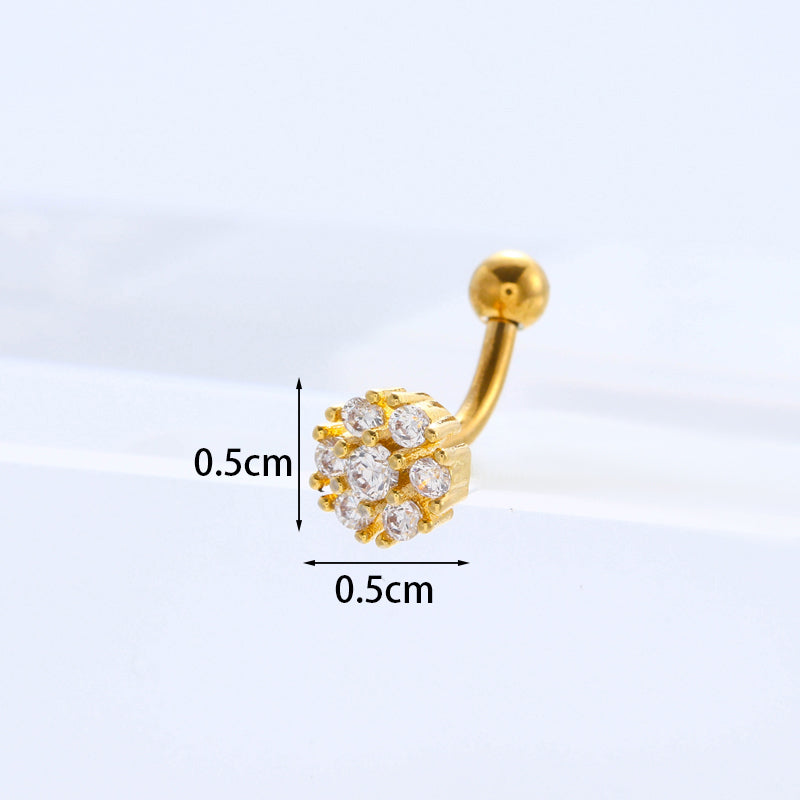 Ear Cartilage Rings & Studs Lady Flower 316 Stainless Steel  Copper Inlaid Zircon