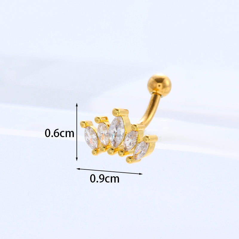 Ear Cartilage Rings & Studs Lady Flower 316 Stainless Steel  Copper Inlaid Zircon