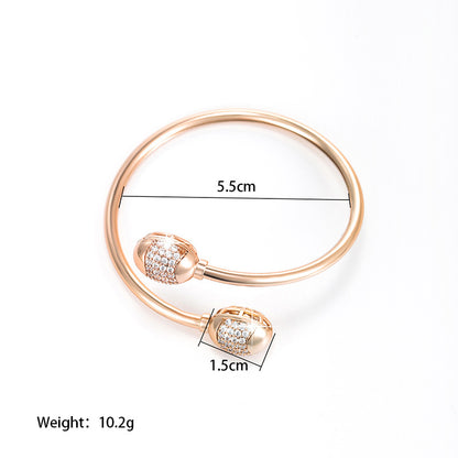 Xuping Simple Style Oval Alloy Plating Inlay Artificial Gemstones 18k Gold Plated Women's Bangle