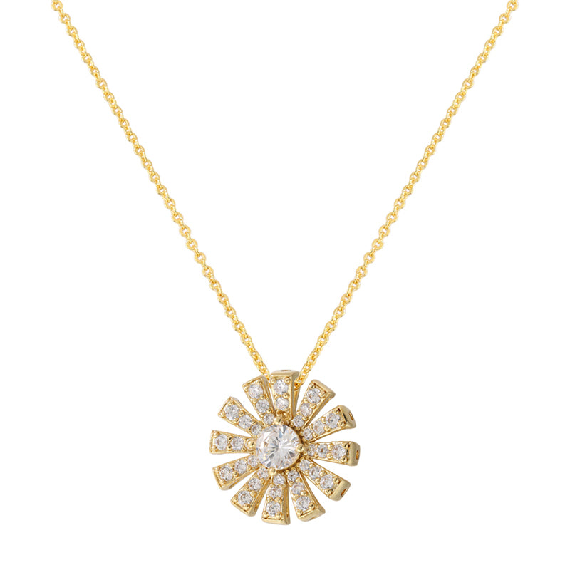 Casual Simple Style Sunflower Copper 18k Gold Plated Zircon Pendant Necklace In Bulk