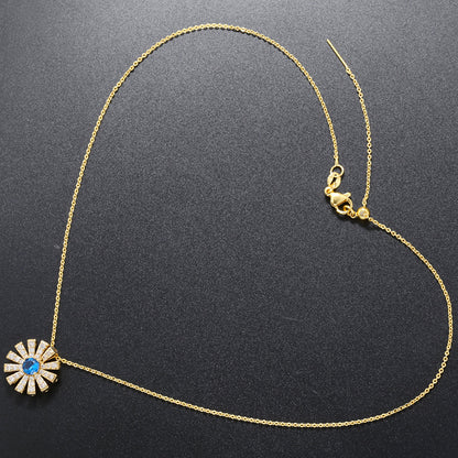 Casual Simple Style Sunflower Copper 18k Gold Plated Zircon Pendant Necklace In Bulk