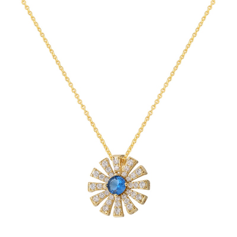 Casual Simple Style Sunflower Copper 18k Gold Plated Zircon Pendant Necklace In Bulk