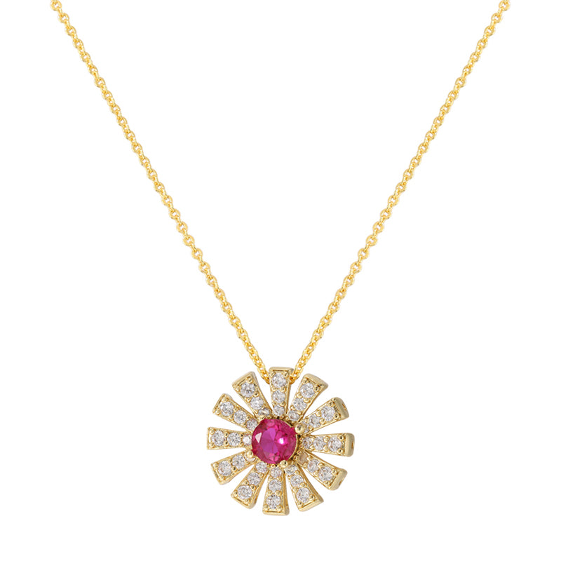 Casual Simple Style Sunflower Copper 18k Gold Plated Zircon Pendant Necklace In Bulk