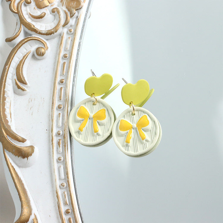 1 Pair Sweet Heart Shape Flower Stoving Varnish Alloy Drop Earrings