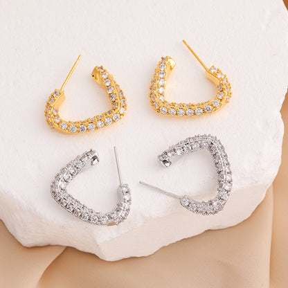 1 Pair Elegant Lady Geometric Plating Inlay Copper Zircon Earrings