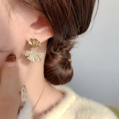 1 Pair Modern Style Commute Leaf Plating Inlay Copper Zircon Drop Earrings