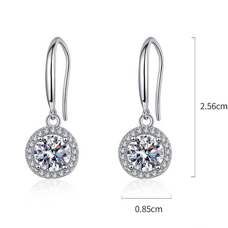 1 Pair Simple Style Classic Style Shiny Geometric Inlay Sterling Silver Zircon White Gold Plated Drop Earrings