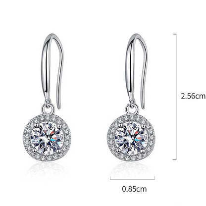 1 Pair Simple Style Classic Style Shiny Geometric Inlay Sterling Silver Zircon White Gold Plated Drop Earrings