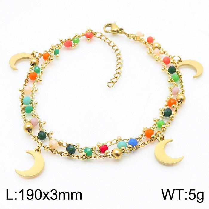 Elegant Lady Geometric Moon Heart Shape Stainless Steel Plating Bracelets