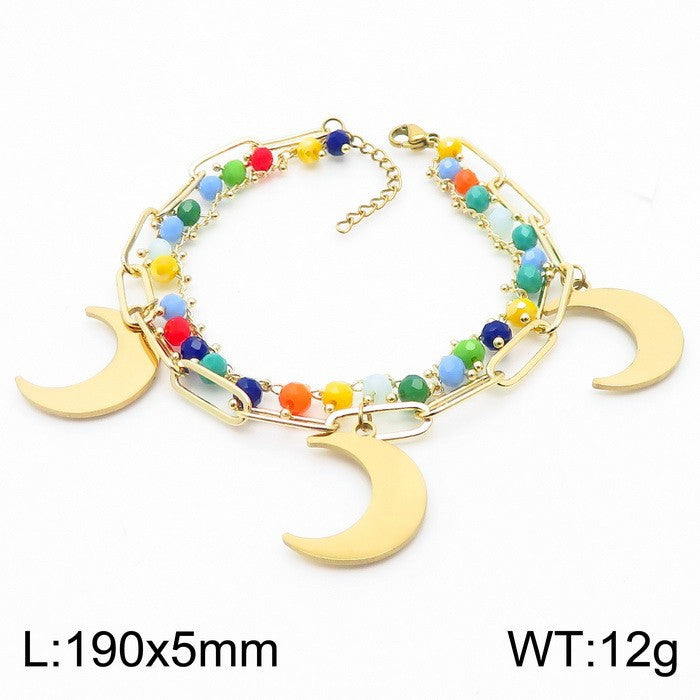 Elegant Lady Geometric Moon Heart Shape Stainless Steel Plating Bracelets