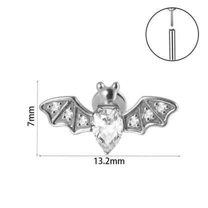 Casual Simple Style Animal Insect Stainless Steel Plating Inlay Artificial Gemstones Zircon Lip Stud Ear Studs