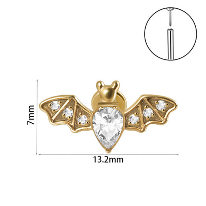 Casual Simple Style Animal Insect Stainless Steel Plating Inlay Artificial Gemstones Zircon Lip Stud Ear Studs