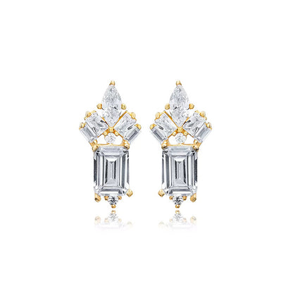 1 Pair Ig Style Simple Style Rectangle Inlay Copper Zircon Ear Studs