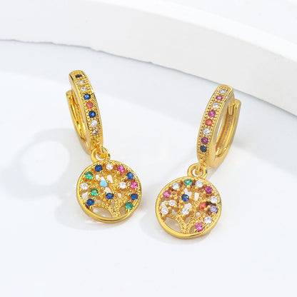 1 Pair Simple Style Classic Style Geometric Plating Inlay Copper Zircon 18k Gold Plated Drop Earrings