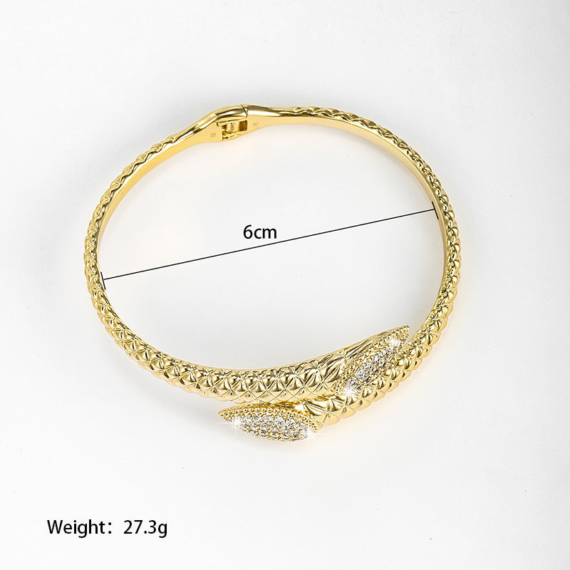 Exaggerated Xuping Snake Alloy Plating Inlay Artificial Gemstones 14k Gold Plated Women's Bangle