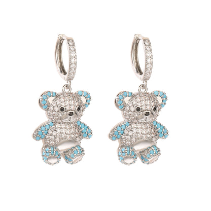 Casual Cute Bear Copper 18k Gold Plated Zircon Earrings Necklace In Bulk