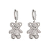 Casual Cute Bear Copper 18k Gold Plated Zircon Earrings Necklace In Bulk