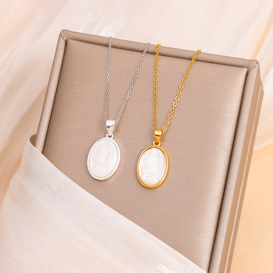 Elegant Oval Sterling Silver Silver Plated Pendant Necklace