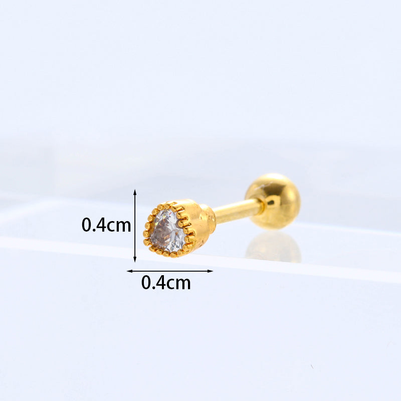 Fashion Geometric Plating Metal Artificial Gemstones Earrings Ear Studs