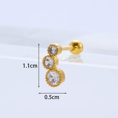 Fashion Geometric Plating Metal Artificial Gemstones Earrings Ear Studs