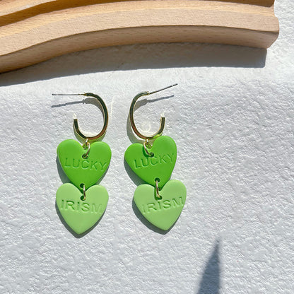 1 Pair Simple Style Commute Four Leaf Clover Plating Soft Clay 14k Gold Plated Drop Earrings